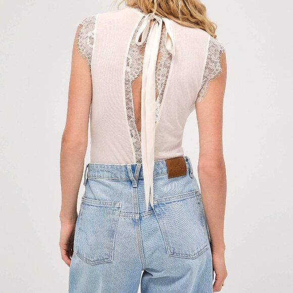 Free People Off-White Mock Neck Bodysuit - Picture 2 of 3